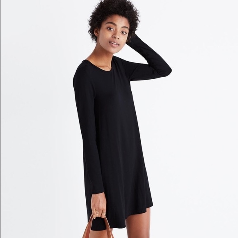 NEW, MADEWELL , Black Long Sleeve Modal Dress, Small